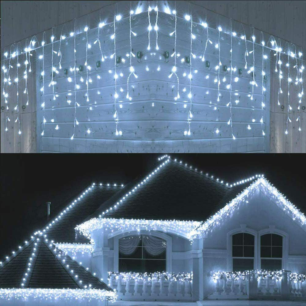 CHRISTMAS LED WHITE SNOWING ICICLE BRIGHT PARTY WEDDING XMAS OUTDOOR LIGHTS