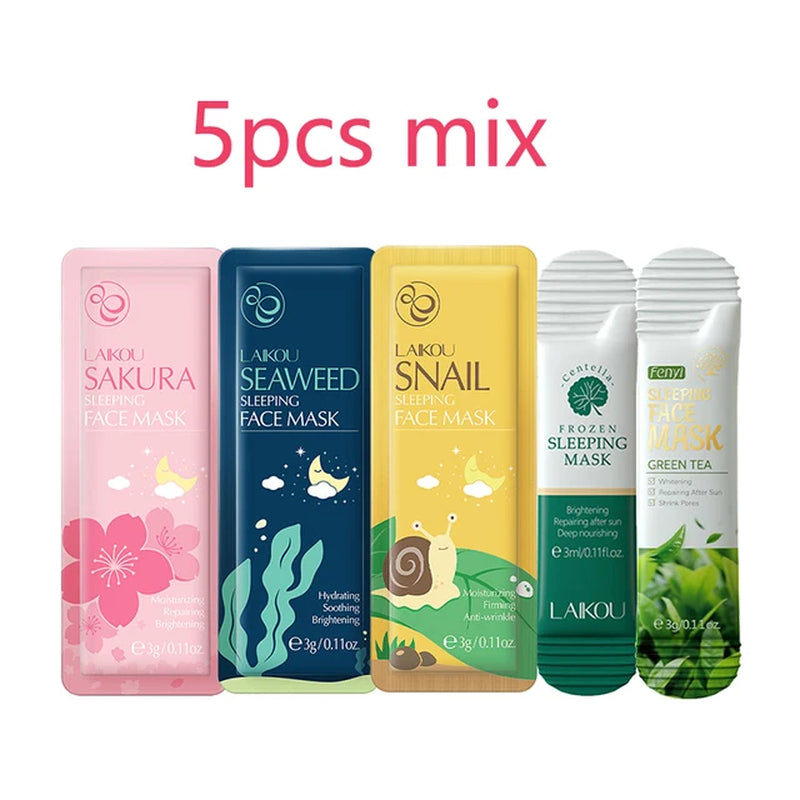 LAIKOU Sakura Seaweed Centella Snail Collagen Sleeping Mask Individual Packaging Nourishing Skin Care Skin Barrier Face Mask