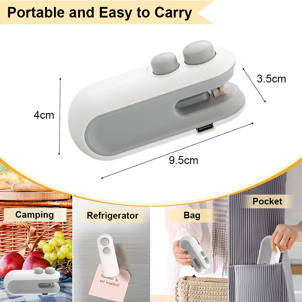 Bag Sealer Mini Plastic Bags Sealer 2In1 Portable Packaging Thermal Sealing Machine Rechargeable Food Storage Plastic Bag Sealer