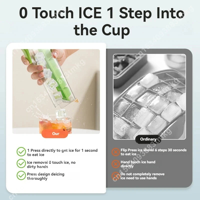 Creativity Ice Cube Tray Easy Demould Ice Maker with Handle Single Hand Press Ice Cube Mold Whiskey Cocktail Drink Ice Box