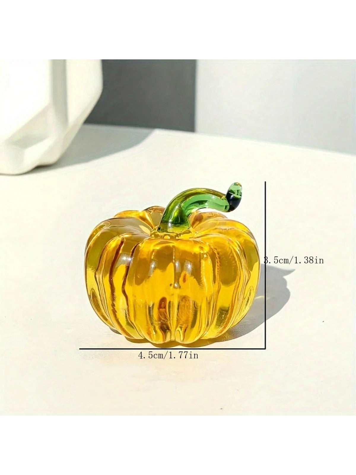 Handmade Glass Pumpkin Figurine Decor Collectible, Suitable for Home, Office, Living Room - Indoor & Outdoor Use, No Electricity Needed - Great for Christmas, Halloween, Birthday Gift