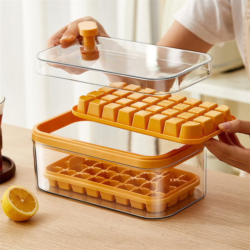 Press Out Ice Box One Button for Ice Removal Easy Demoulding Ice Box with Cover Ice Storage Box