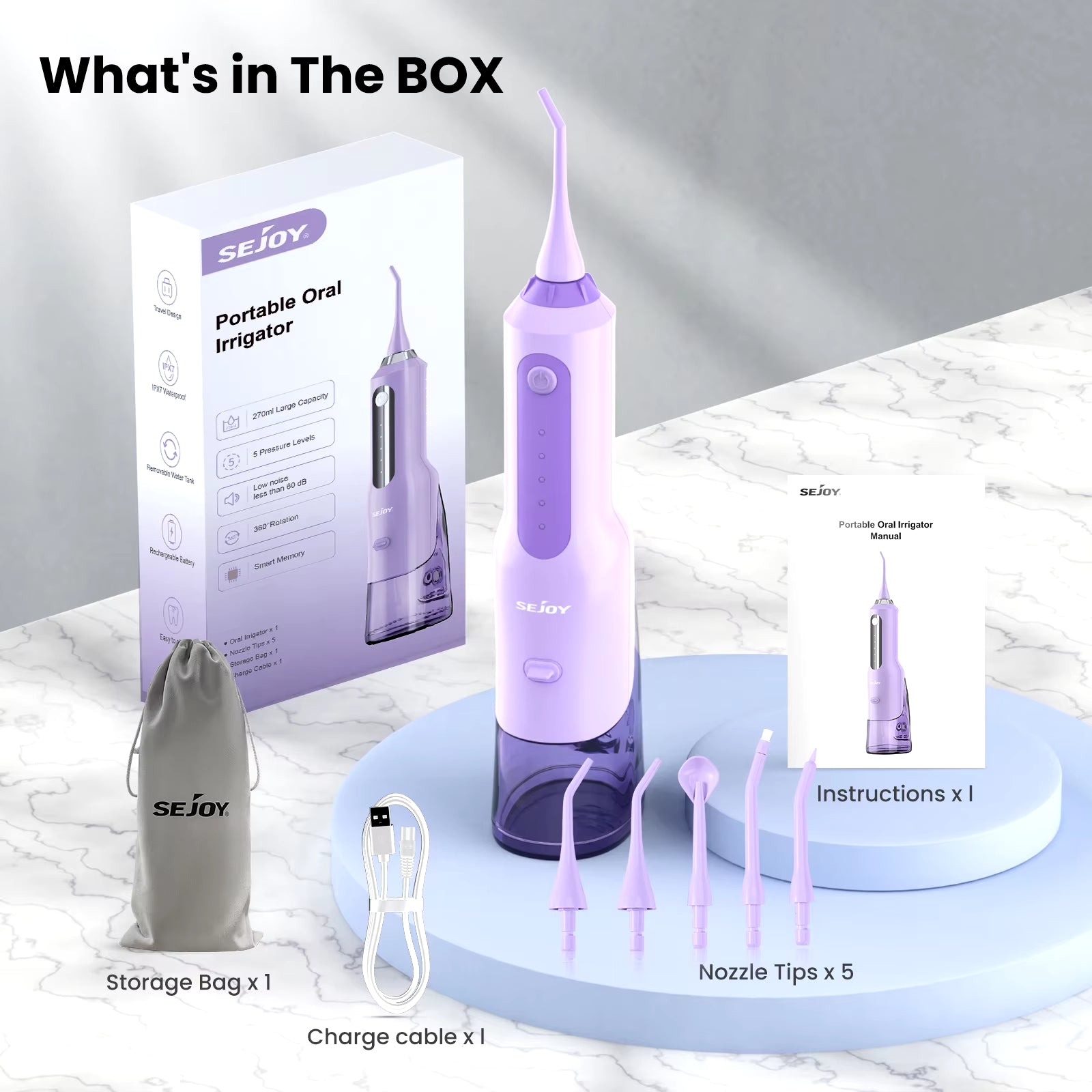 Water Flosser Teeth Cleaner, Rechargeable Waterproof Portable Cordless Dental Oral Irrigator, Water Flossers for Teeth