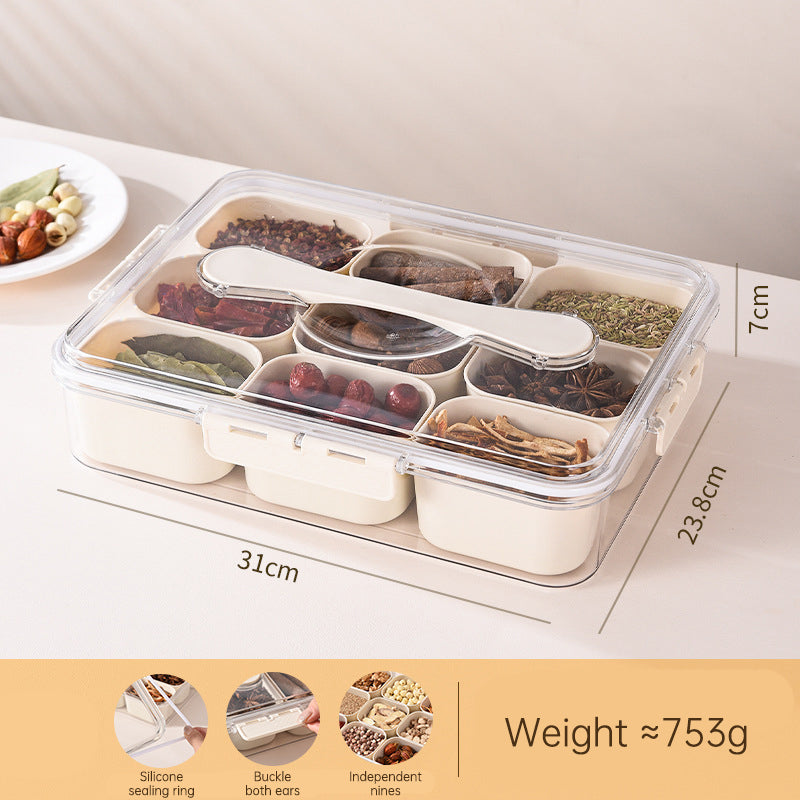 Sealed Storage Box With 9pcs Divider Veggie Tray With Lid And Handle