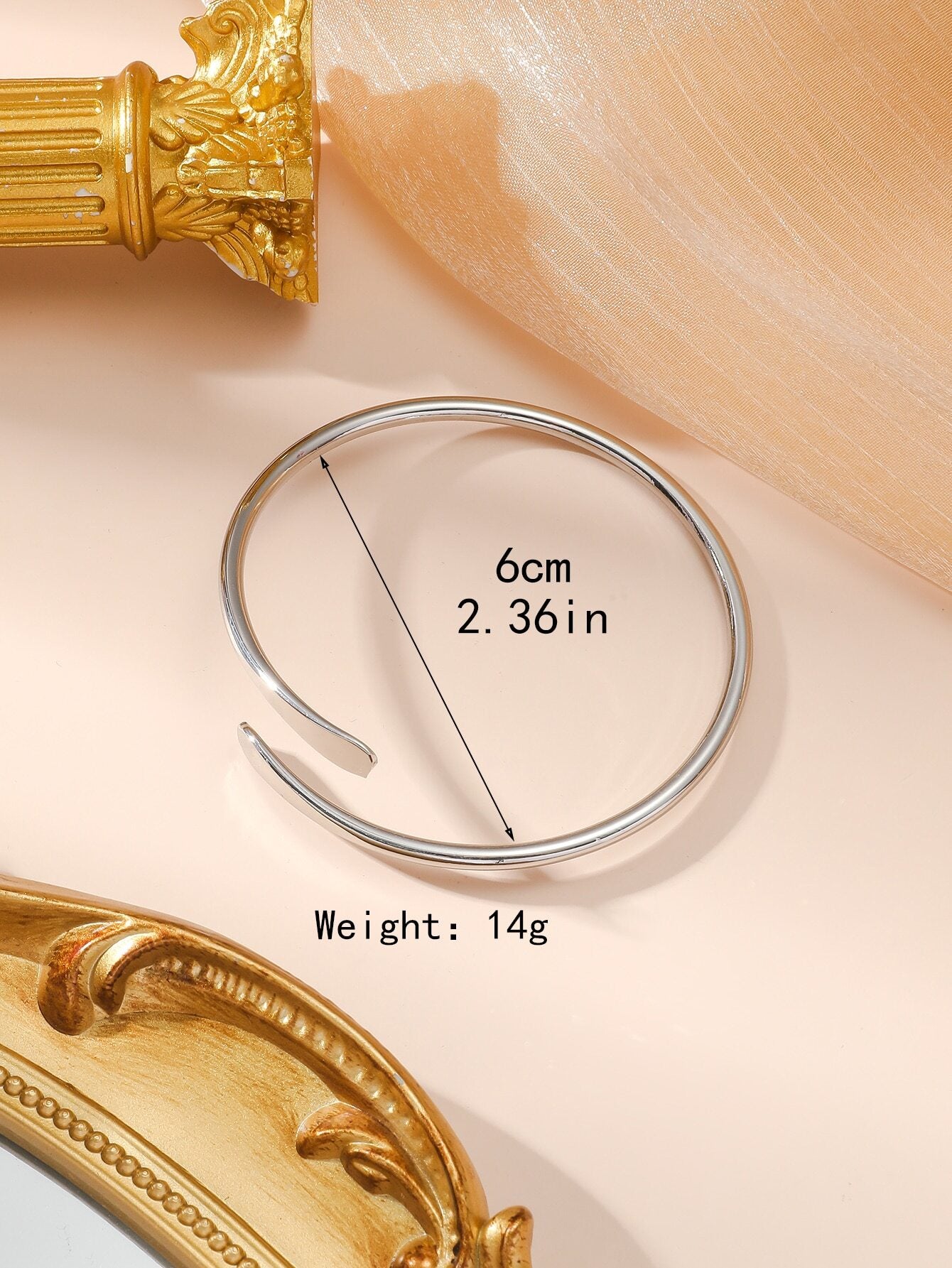 1Pc Simple Circle & Flat Opening Design Personalized Fashionable Luxurious Bracelet for Women