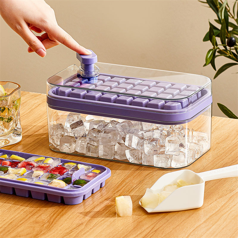 Press Out Ice Box One Button for Ice Removal Easy Demoulding Ice Box with Cover Ice Storage Box