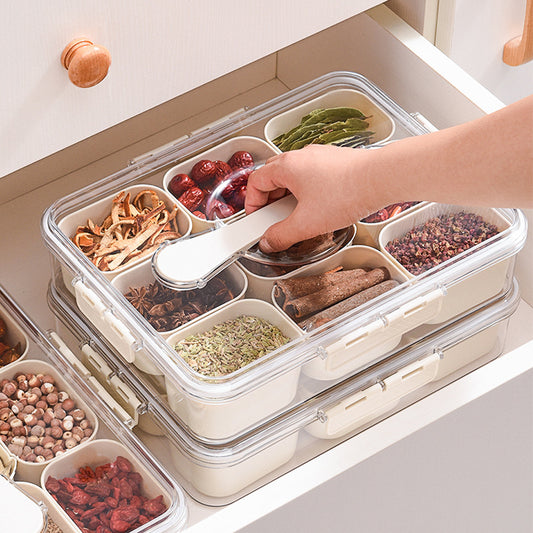 Sealed Storage Box With 9pcs Divider Veggie Tray With Lid And Handle