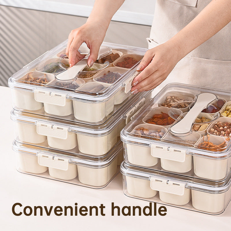 Sealed Storage Box With 9pcs Divider Veggie Tray With Lid And Handle