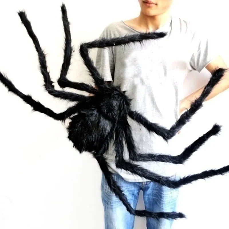 30cm/50cm/75cm/90cm/125cm/150cm/200cm Halloween Giant Black Plush Spider Decoration Haunted House Prop Indoor Outdoor Decor