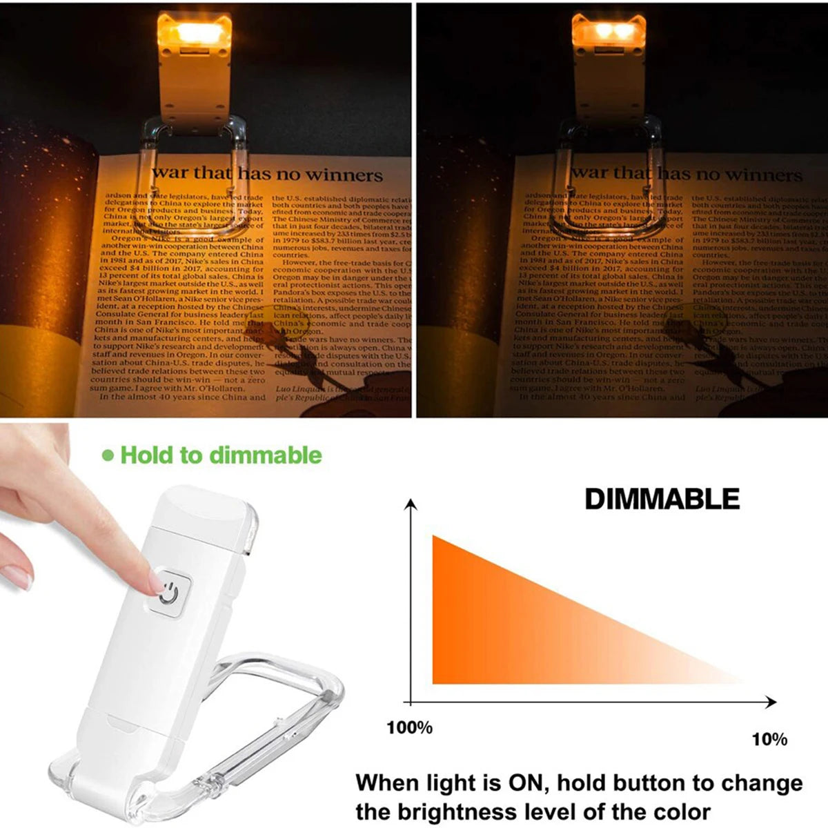 Mini Light Reading Clip Light LED Small Night Light USB Charging Adjustable Brightness Eye Protection Portable