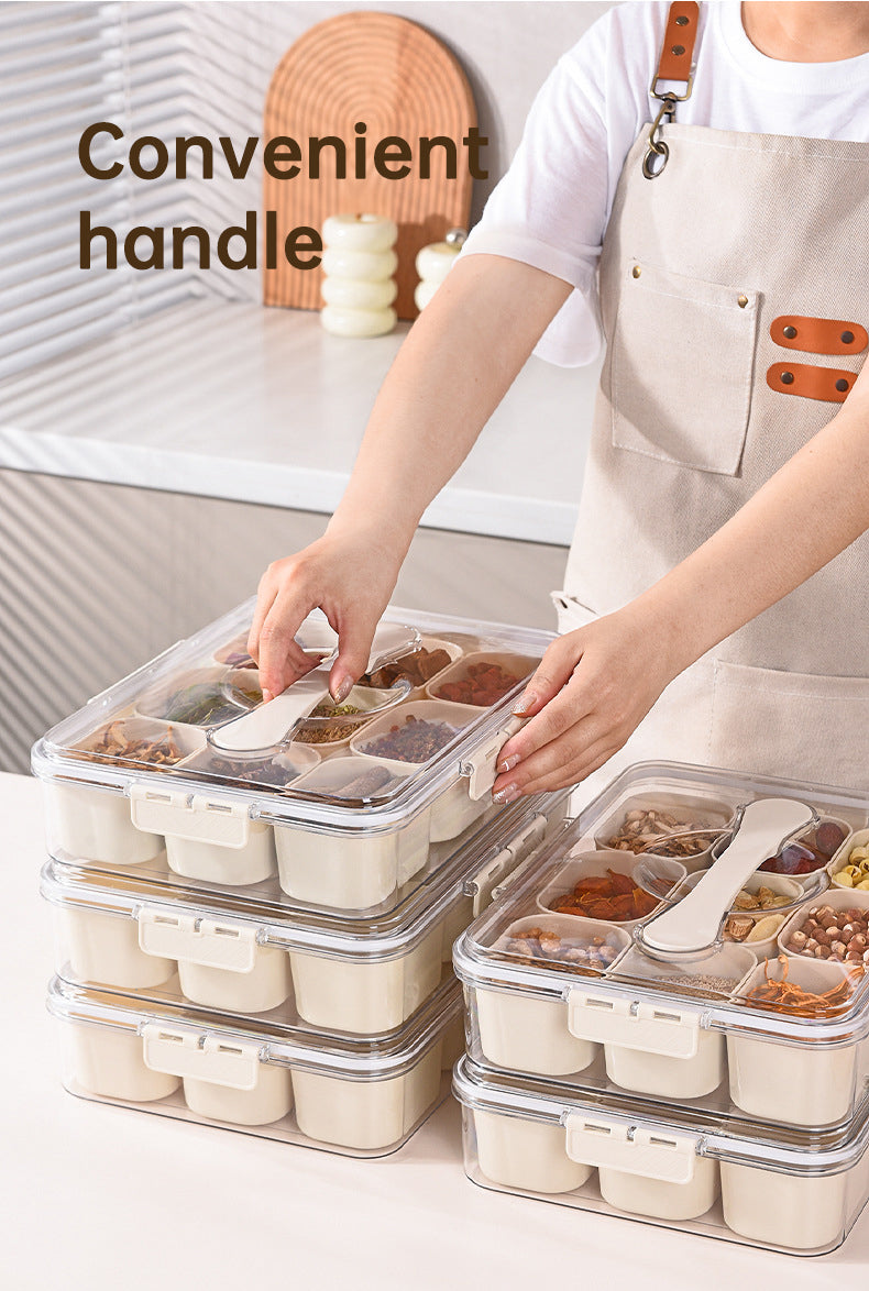 Sealed Storage Box With 9pcs Divider Veggie Tray With Lid And Handle