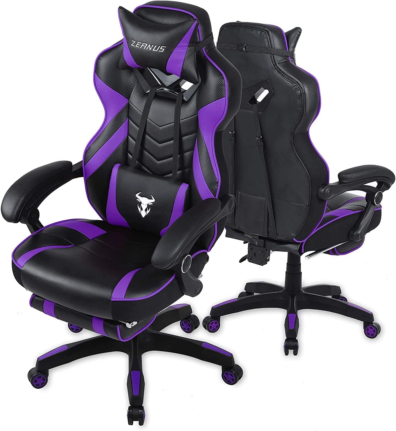 Purple Gaming Reclining Computer Chair with Footrest High Back Gamer Chair with Massage