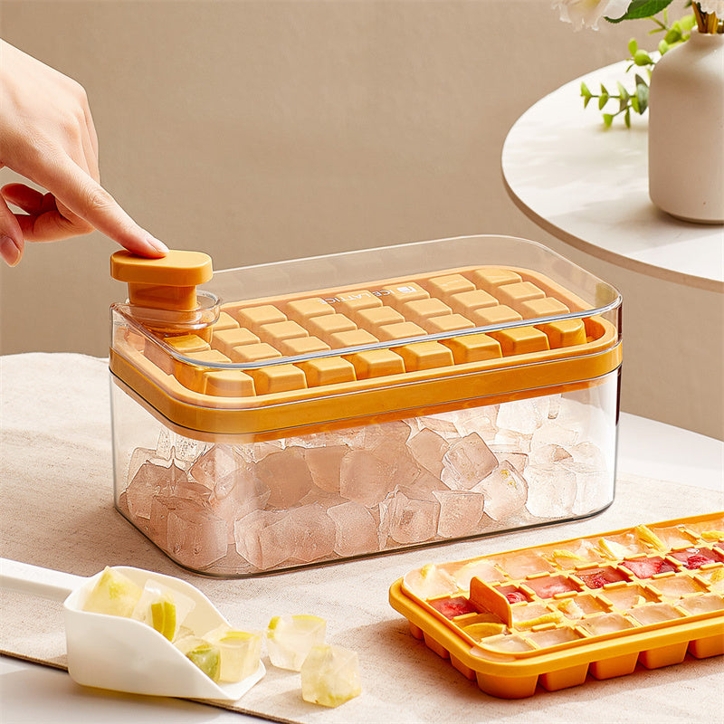 Press Out Ice Box One Button for Ice Removal Easy Demoulding Ice Box with Cover Ice Storage Box