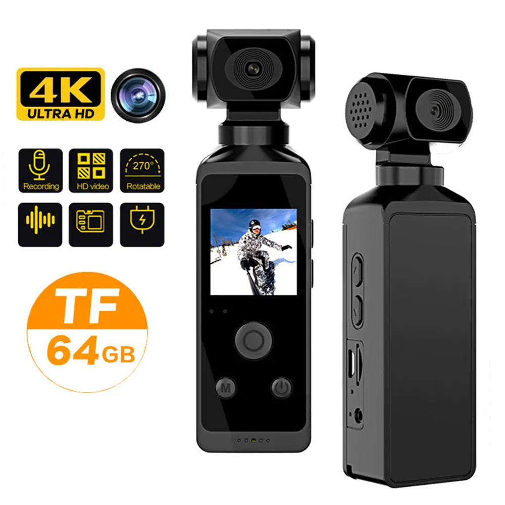 "Ultimate 4K Mini Action Camera: Rotatable, Waterproof, WiFi, Perfect for Vlogging and Sports"