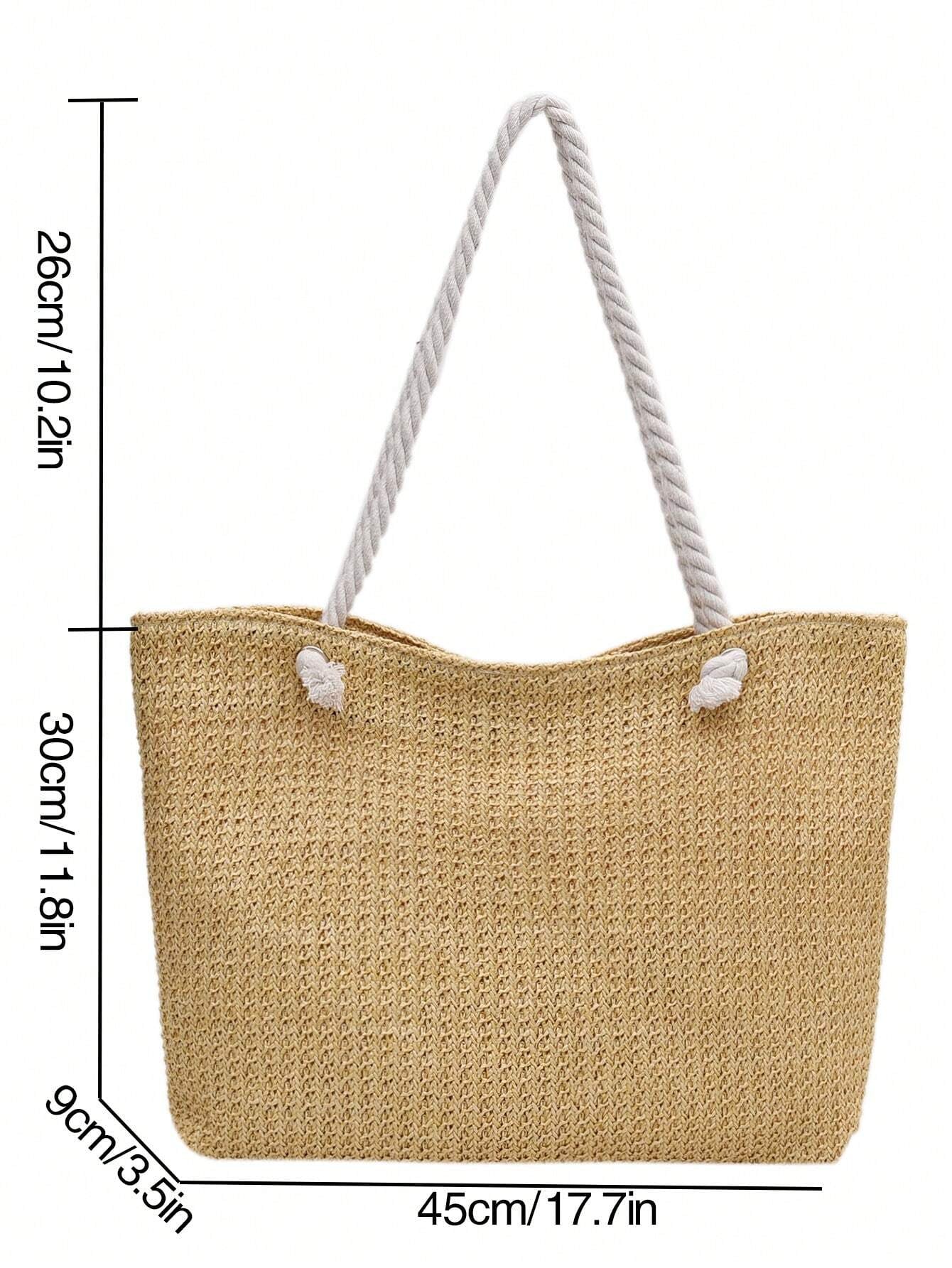 Summer Vibes Straw Tote Bag: Stylish, Lightweight, and Spacious for Travel, Beach, and Everyday Use