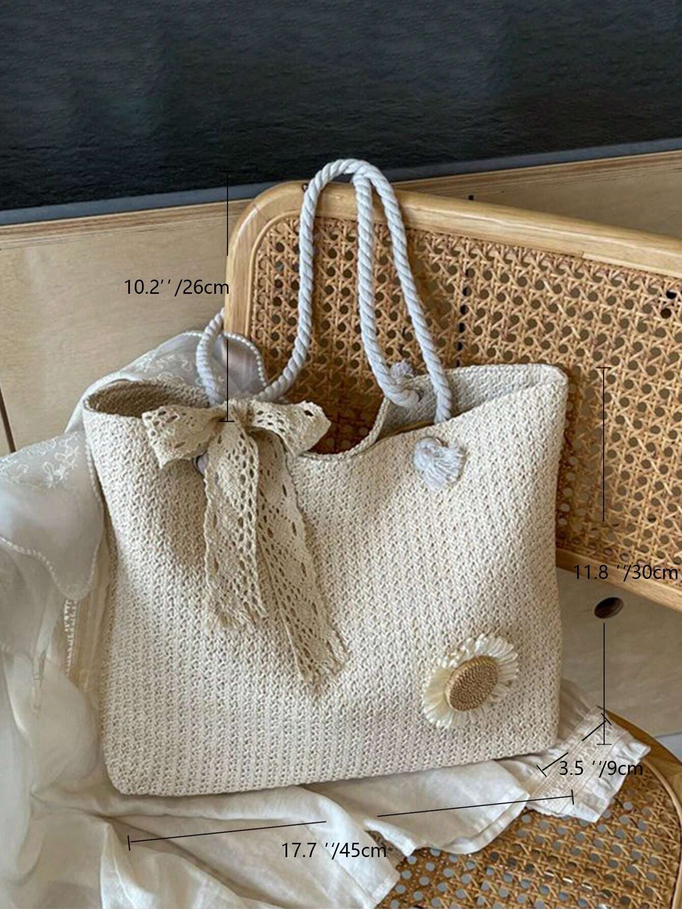 Summer Vibes Straw Tote Bag: Stylish, Lightweight, and Spacious for Travel, Beach, and Everyday Use