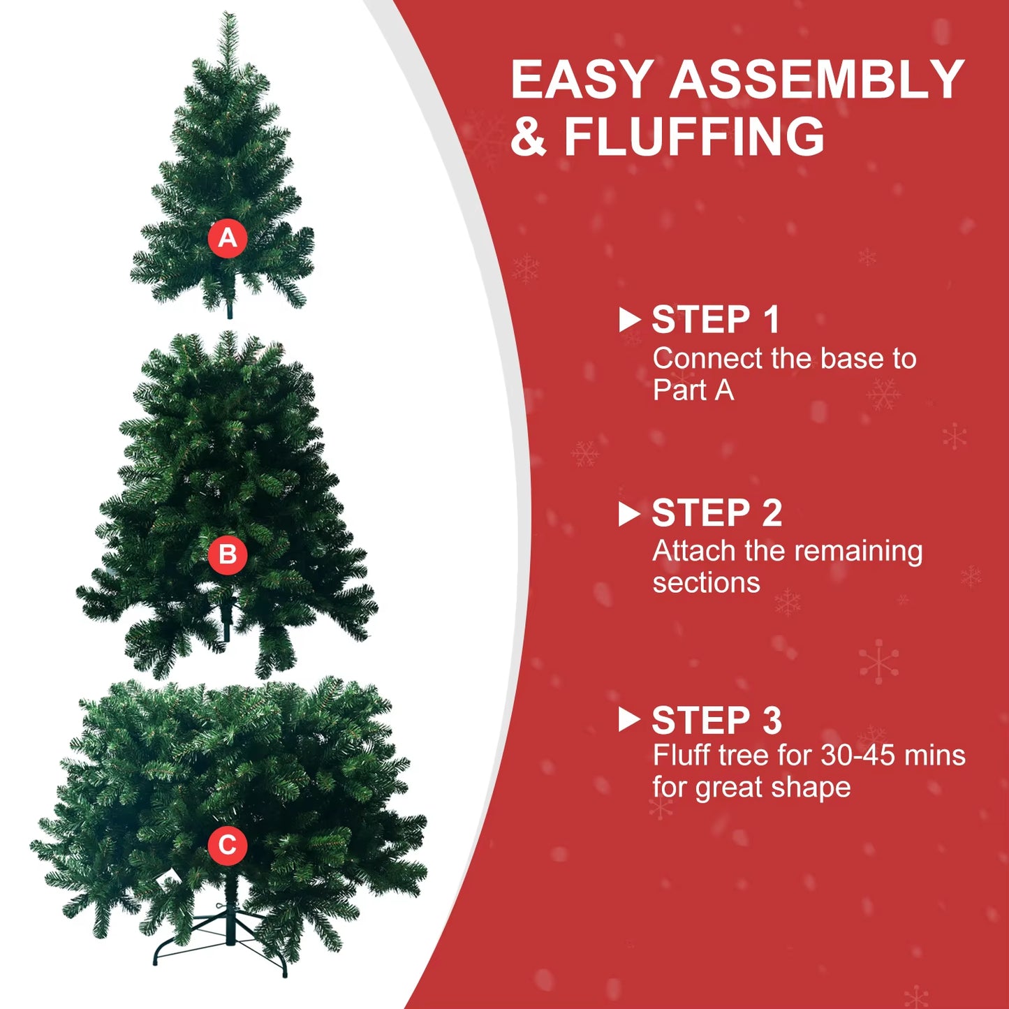 Artificial Christmas Tree 5FT / 6FT / 7.5FT Holiday Decoration Halloween Xmas Tree Sturdy Metal Stand Quick Flash Auto-Spread