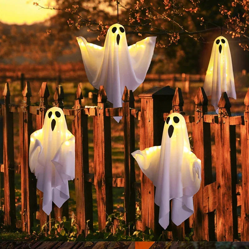 Halloween Party LED Luminous Ghost Home Indoor Outdoor Decoration Supplies Haunted House Bar Hanging Horror Props with Light