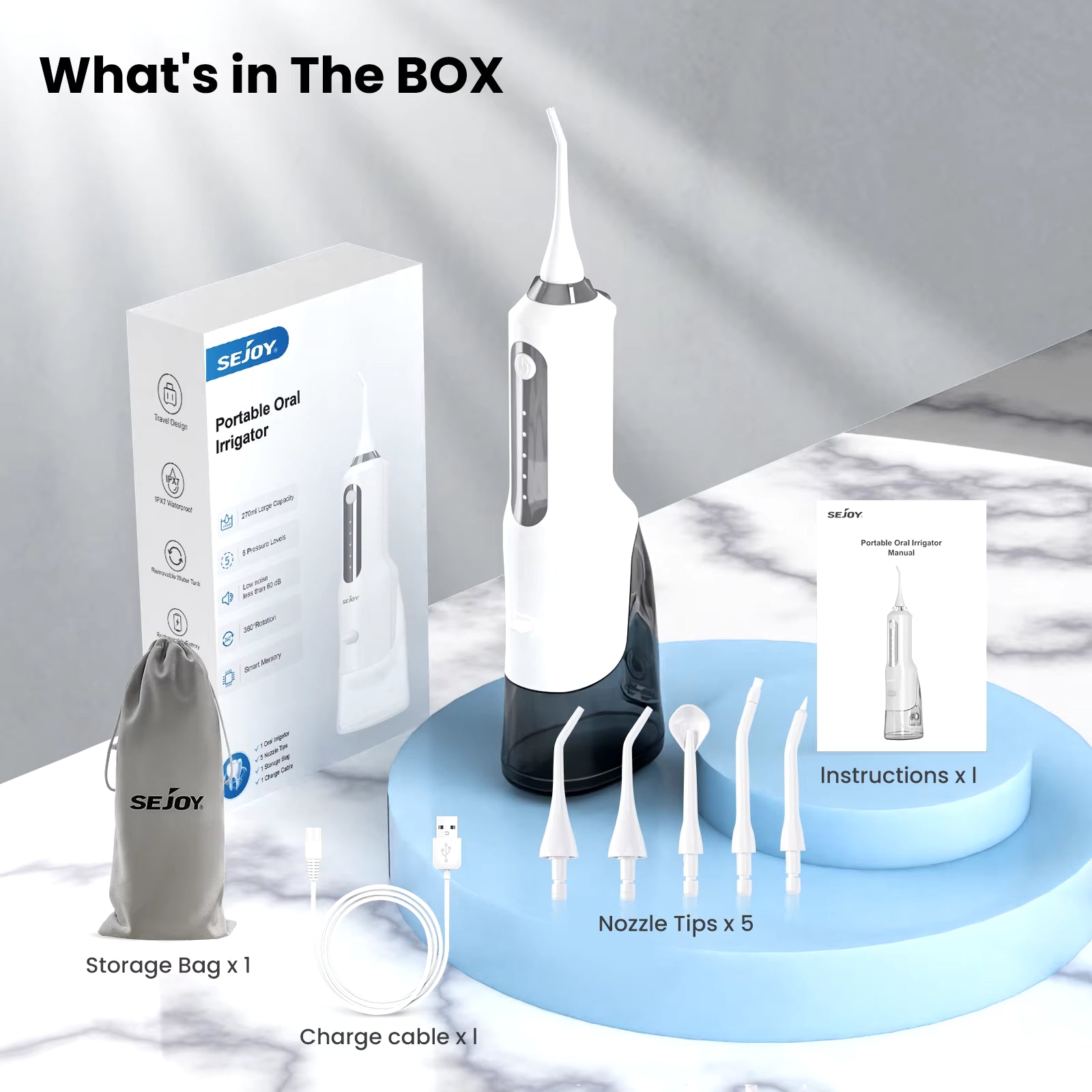 Water Flosser Teeth Cleaner, Rechargeable Waterproof Portable Cordless Dental Oral Irrigator, Water Flossers for Teeth