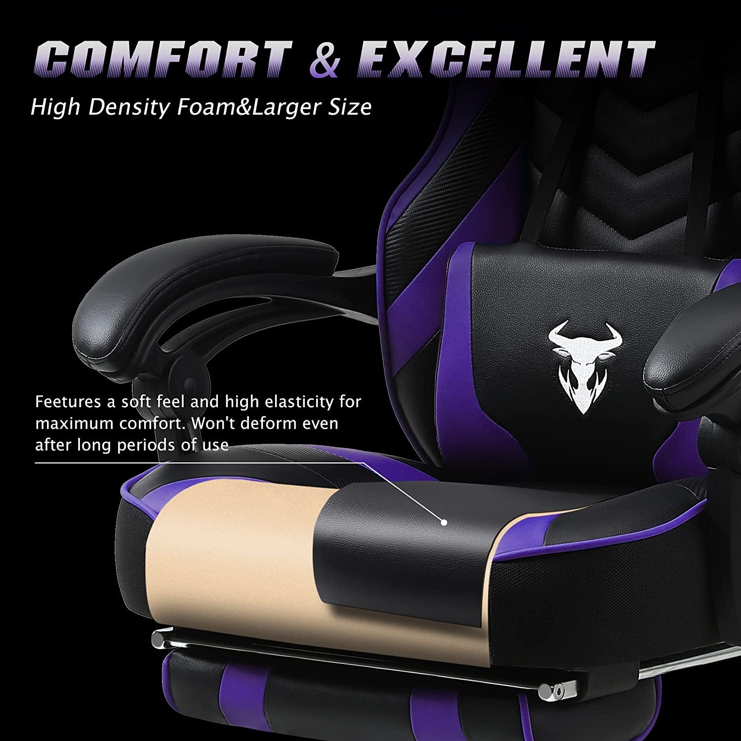 Purple Gaming Reclining Computer Chair with Footrest High Back Gamer Chair with Massage