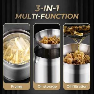 Stainless Steel Versatile Oil Filter Vessel Large Capacity with Filter Frying Basket Deep Fryer Separating Grease Separator