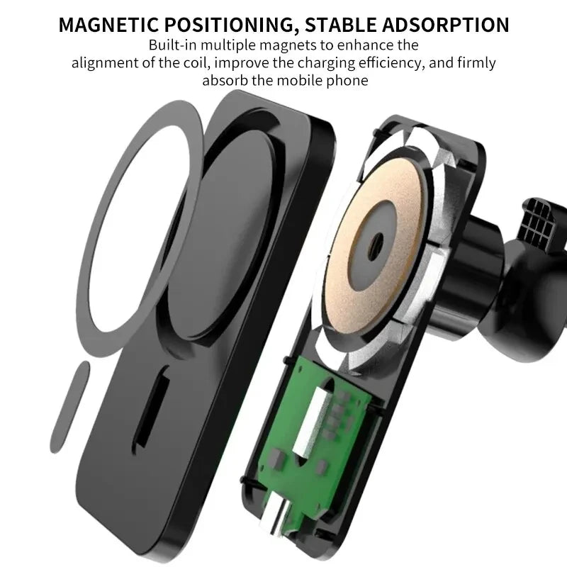 Magnetic Car Wireless Charger Macsafe for Iphone 15 14 13 12 11 Pro Max Fast Charge Air Vent Car Phone Holder Stand Accessories