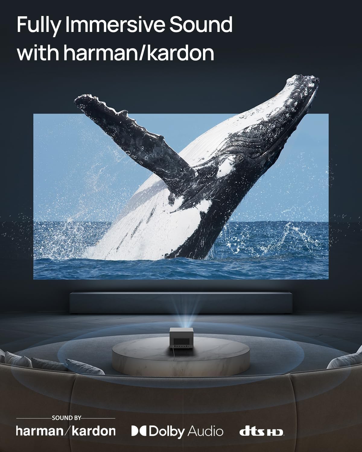 HORIZON Ultra 4K Projector - 100" + Dolby Vision, Dual Light, ISA 3.0, 2300 ISO Lumens, Android TV 11, 2X12W Harman Kardon, Optical Zoom - Home Theater Projector with Wifi and Bluetooth