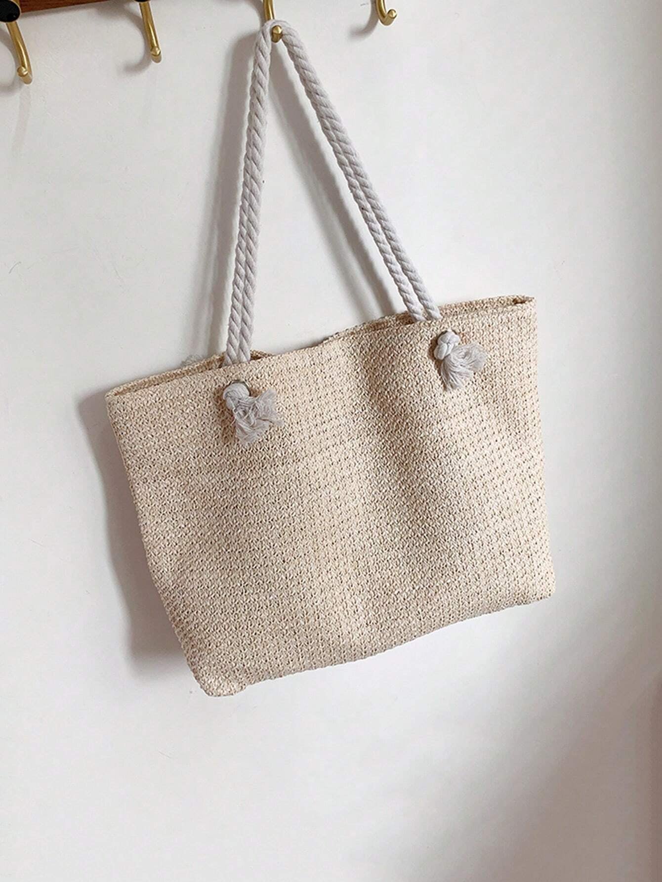 Summer Vibes Straw Tote Bag: Stylish, Lightweight, and Spacious for Travel, Beach, and Everyday Use