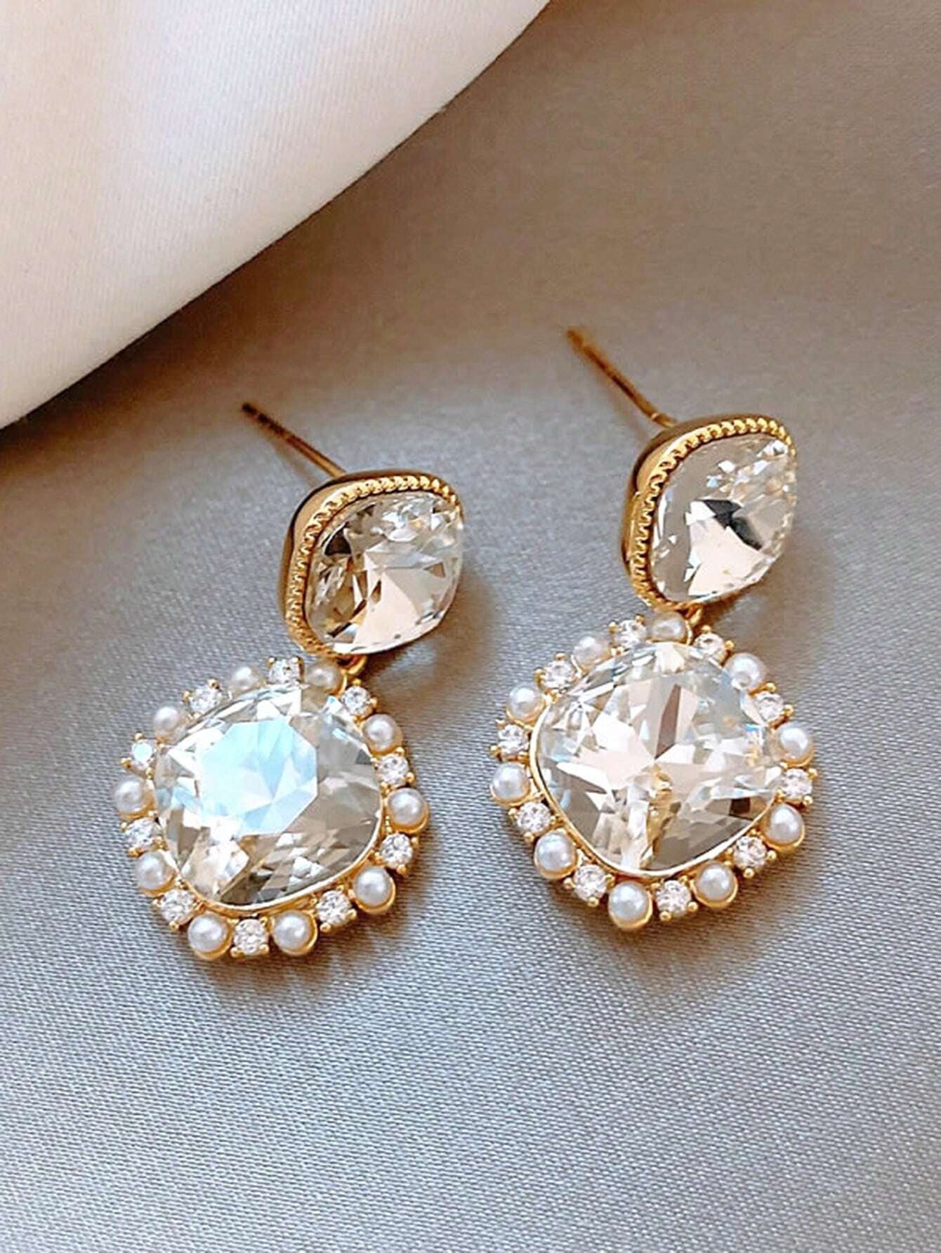 Rhinestone Geo Decor Earrings