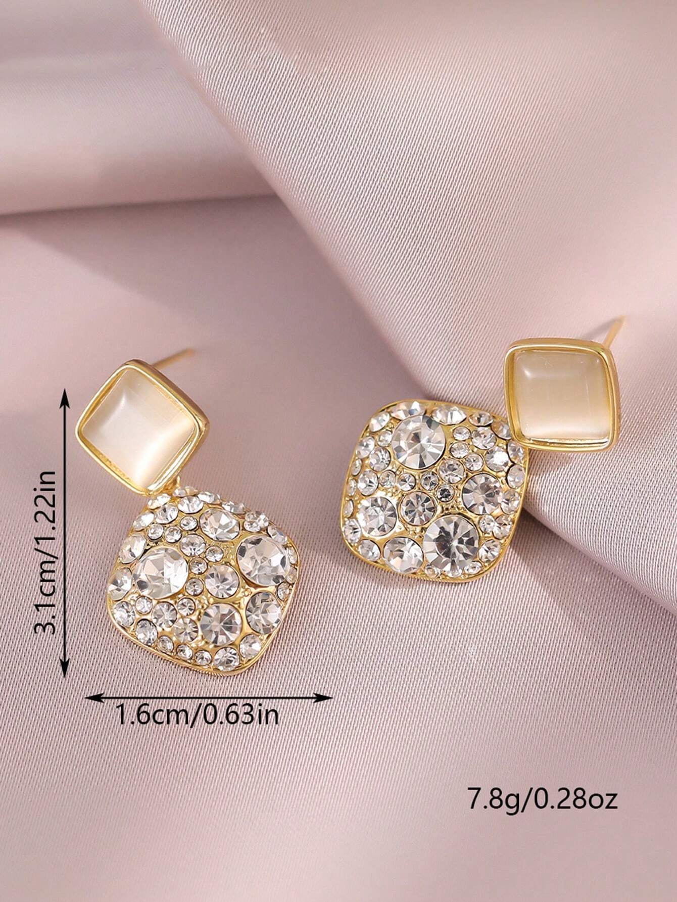 Rhinestone Geo Decor Earrings