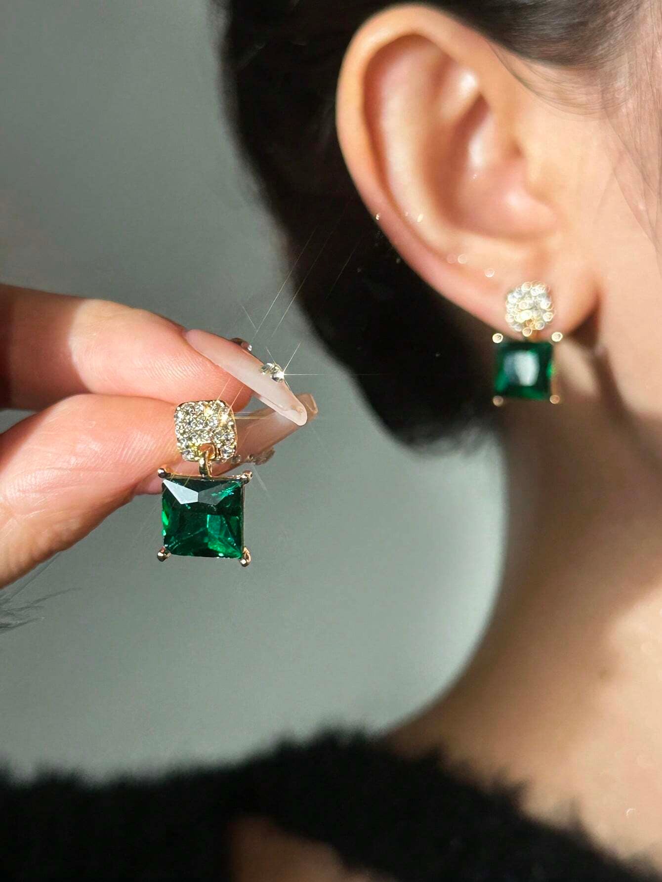 Rhinestone Geo Decor Earrings