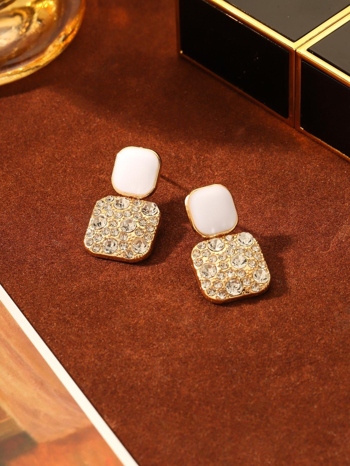 Rhinestone Geo Decor Earrings