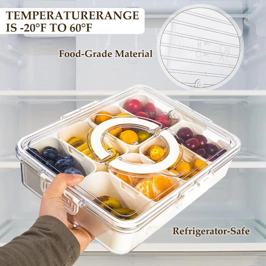 8Grid Portable Snack Platters Organizer Divided Serving Tray with Lid and Handle with Reusable Snack Box Home Decor Dropshipping