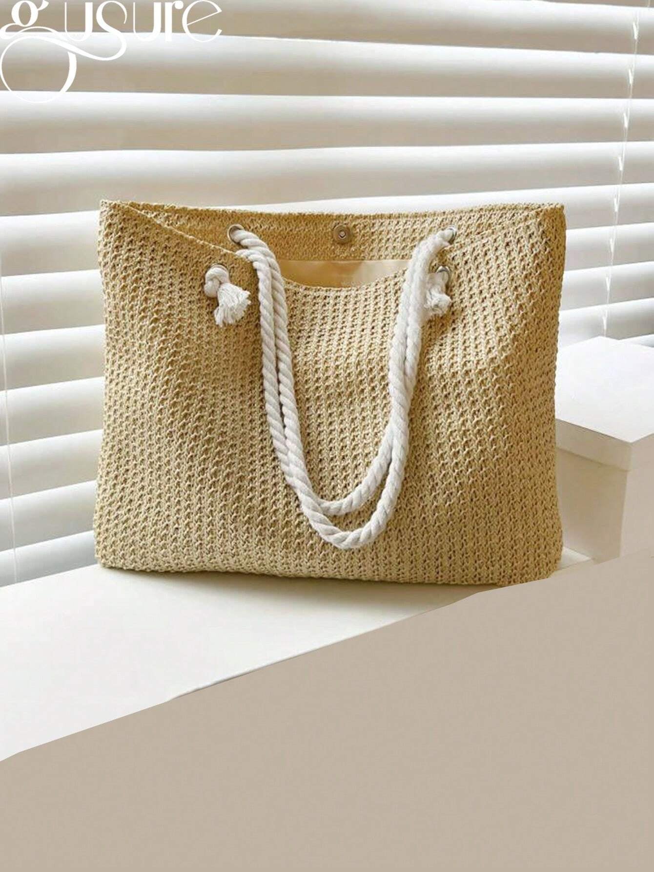 Summer Vibes Straw Tote Bag: Stylish, Lightweight, and Spacious for Travel, Beach, and Everyday Use