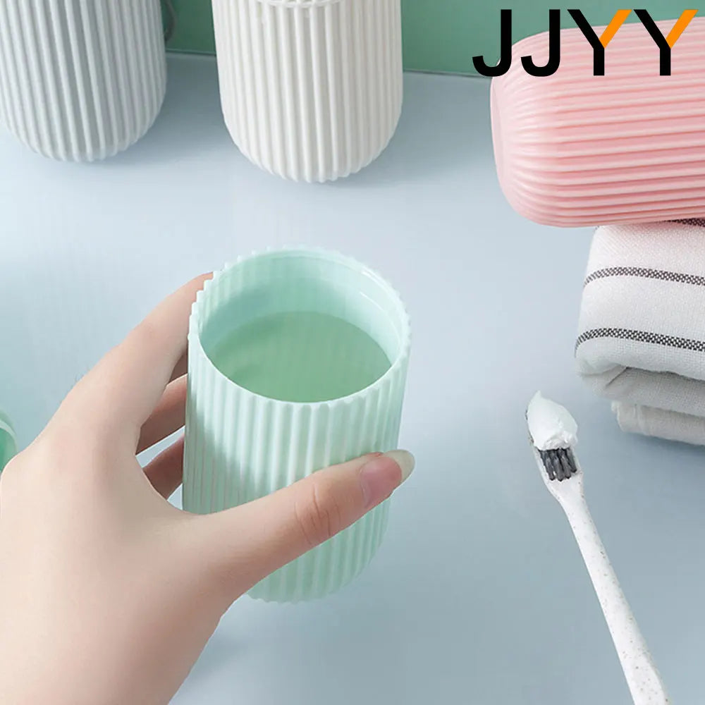 JJYY Travel Brushing Cups Simple Tooth Cylinder Toothpaste Cover Portable Travel Suit Couple Toothbrush Box Dental Storage Box