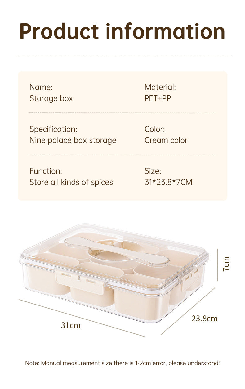 Sealed Storage Box With 9pcs Divider Veggie Tray With Lid And Handle