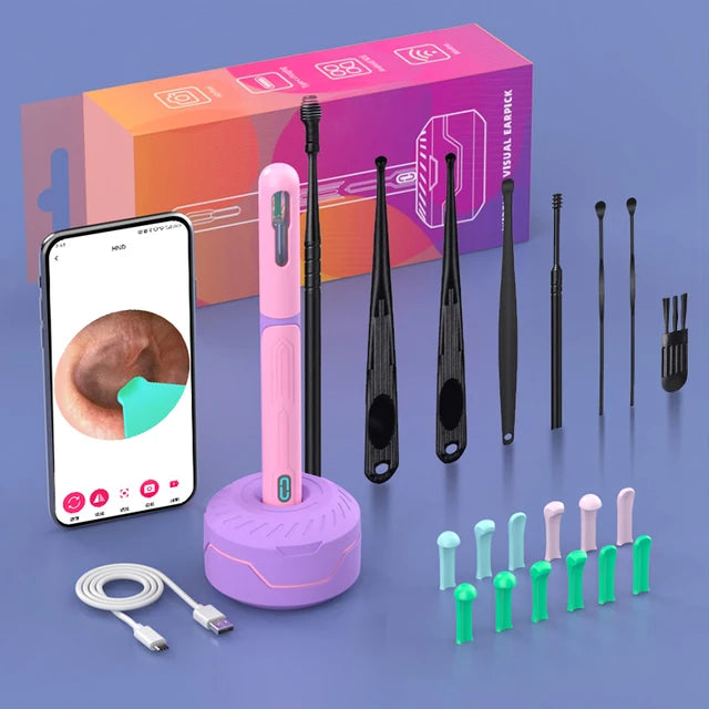 Ear Cleaner with Camera Set HD Ear Sticks Otoscope USB C Charging Endoscope Wax Removal Tool Earpick Ear Cleaning Set NK3 Pro