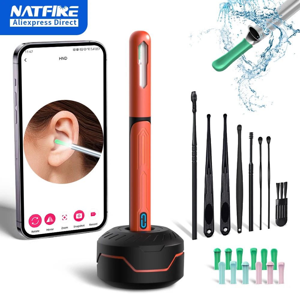 Ear Cleaner with Camera Set HD Ear Sticks Otoscope USB C Charging Endoscope Wax Removal Tool Earpick Ear Cleaning Set NK3 Pro