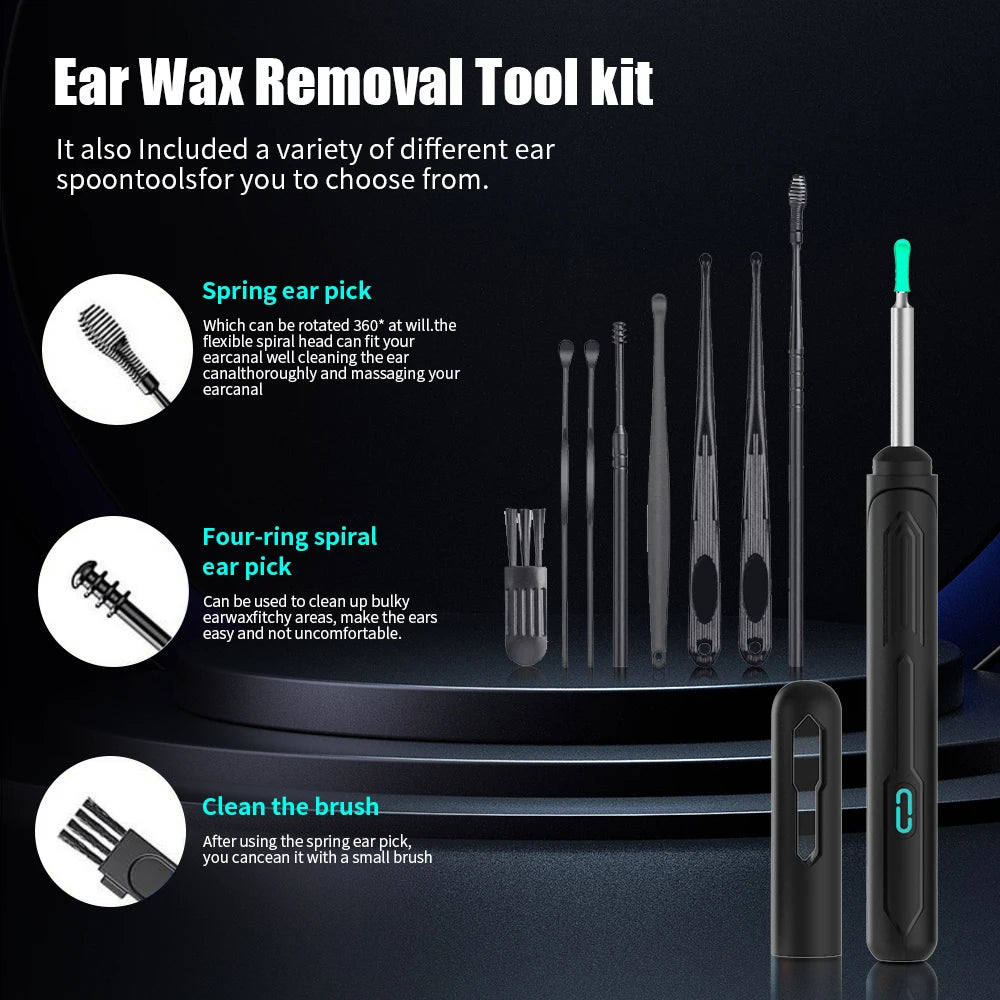 Ear Cleaner with Camera Set HD Ear Sticks Otoscope USB C Charging Endoscope Wax Removal Tool Earpick Ear Cleaning Set NK3 Pro