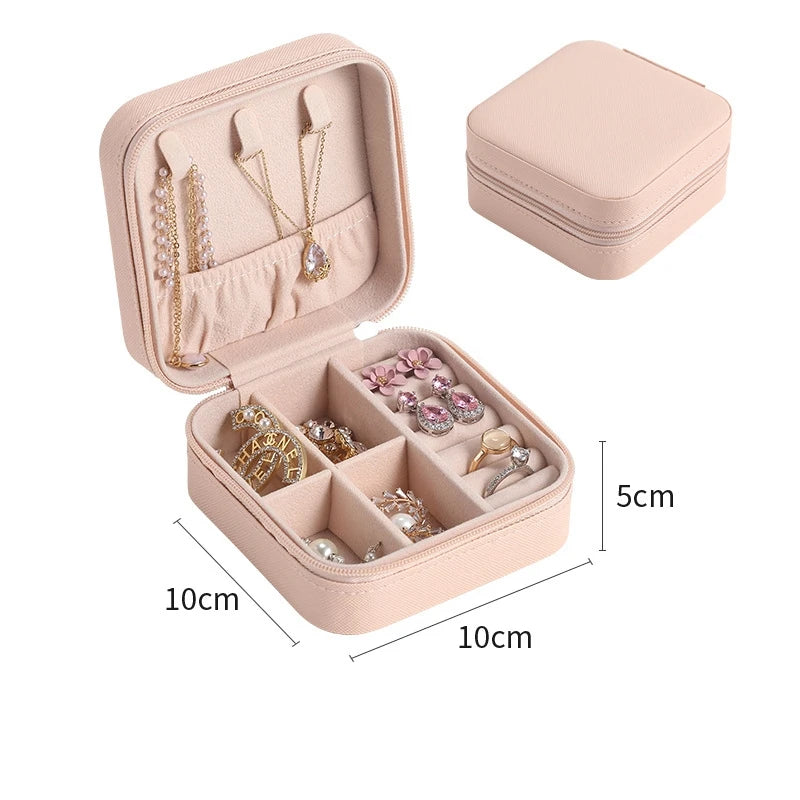 Mini Jewelry Storage Box Portable Home Travel Earrings Necklace Storage Case for Women Ring Organizer PU Leather Display Case