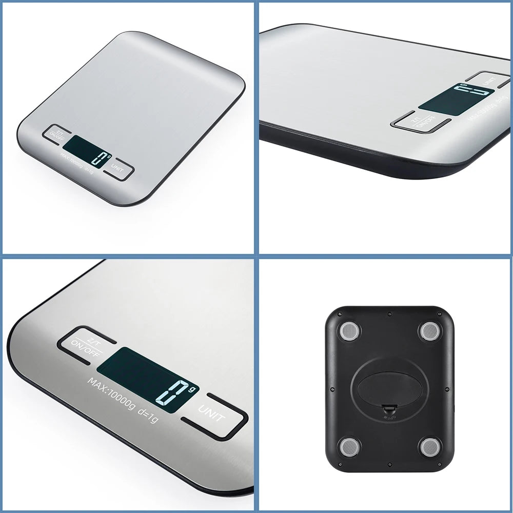 Rechargeable Kitchen Scale LCD Display Stainless Steel Electronic Scales Home Jewelry Food Snacks Weighing Baking Tools