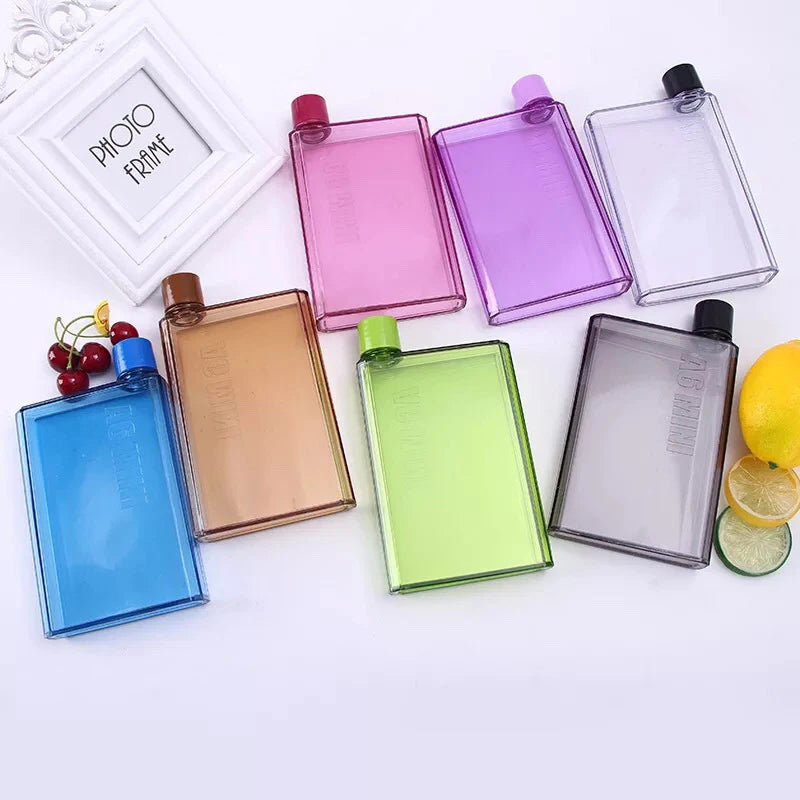 Portable Book Paper Cup Bottle Flat Water Bottle Environment-Friendly External Sports Drinking Bottle Transparent Plastic Kettle