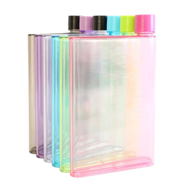 Portable Book Paper Cup Bottle Flat Water Bottle Environment-Friendly External Sports Drinking Bottle Transparent Plastic Kettle