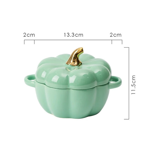 Pumpkin Shape Ceramic Bowl with Lid Halloween Party Decoration Tableware