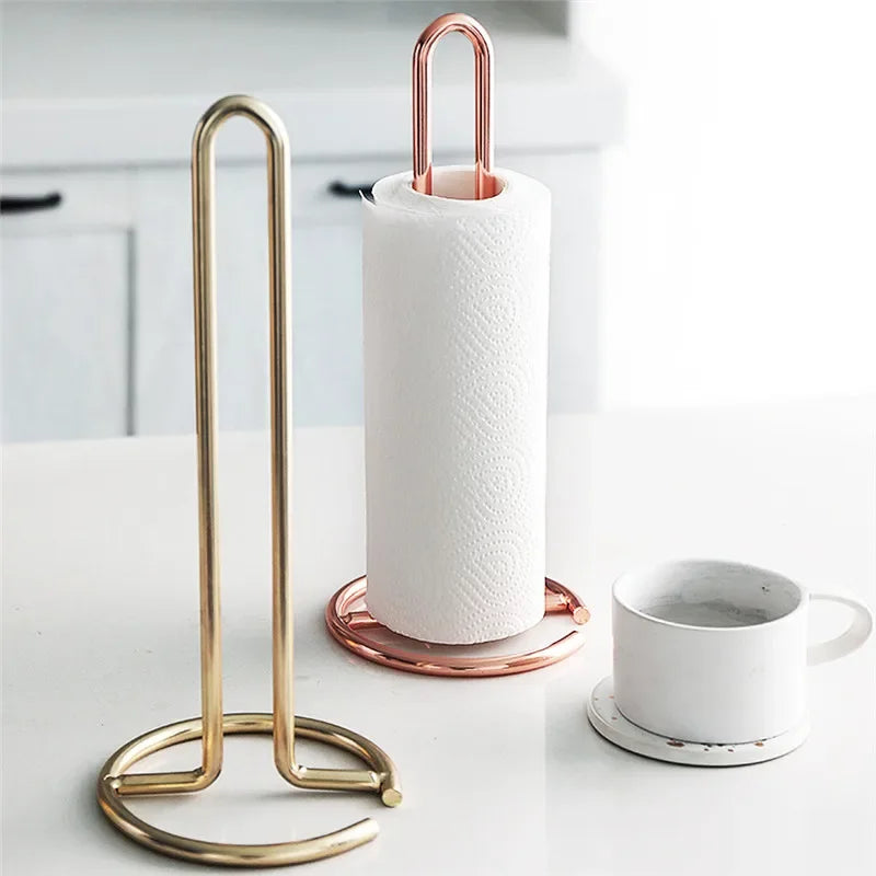 Stainless Steel Kitchen Roll Paper Towel Holder Bathroom Tissue Stand Dining Table Vertical Napkins Rack Kitchen Storage Shelf