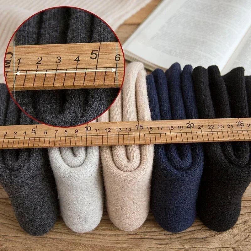 3 Pairs Wool Solid Winter Snow Christmas Gift Thermal Cashmere Marino Thickened Fleece Terry Loop socks