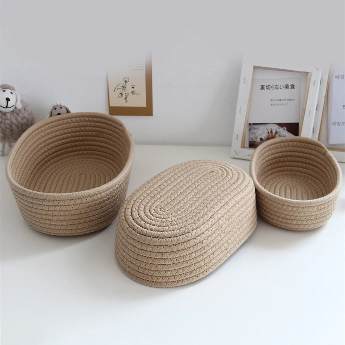 Woven Storage Baskets Multifunctional Desktop Sundries Cosmetics Kids Toys Organizer Box Desk Stationery Space Saving Cases