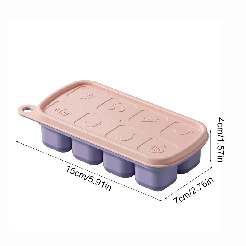 1Pc Silicone Ice Compartment Mold With Lid Ice Box Household Food Grade Complementary Food Box Reusable DIY Kitchen Gadgets