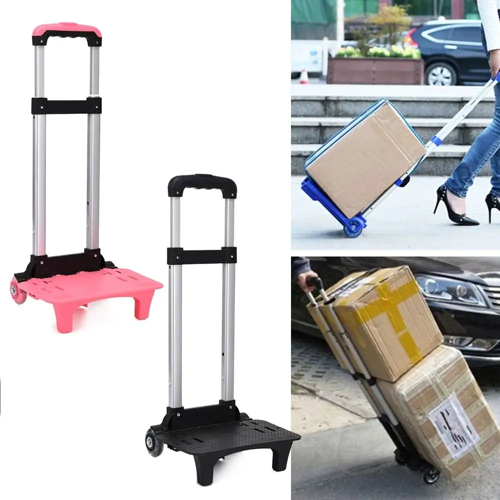 New 2 Wheel Pullling Rod Carrier Durablel Trolley Rack Aluminum Alloy Foldable Hand Cart for Student Backpack Pet Luggage Travel