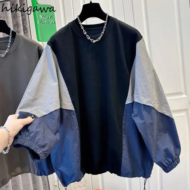 Oversized Hoodie 2024 Women Clothing Contrast Color Casual Fashion Y2k Tops Ropa Mujer Long Sleeve Streetwear Korean Sweatshirts